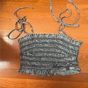 Smocked Denim Women's Top